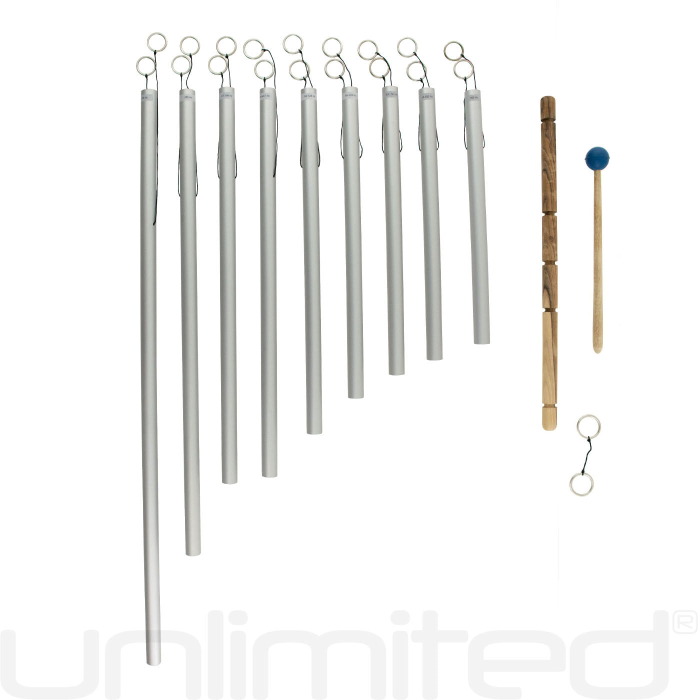 Set of 9 Sacred Solfeggio Tuned Healing Chimes - Gongs Unlimited
